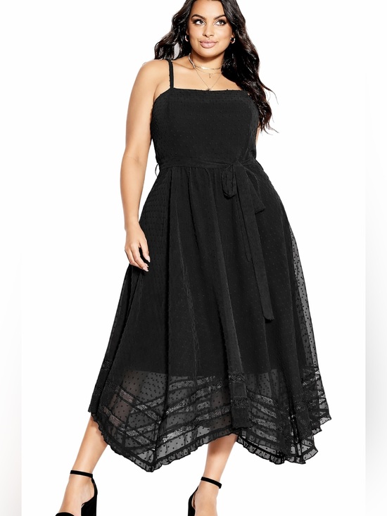 City Chic Dresses & Skirts - Black Midi A-Line Dress with Spaghetti Straps